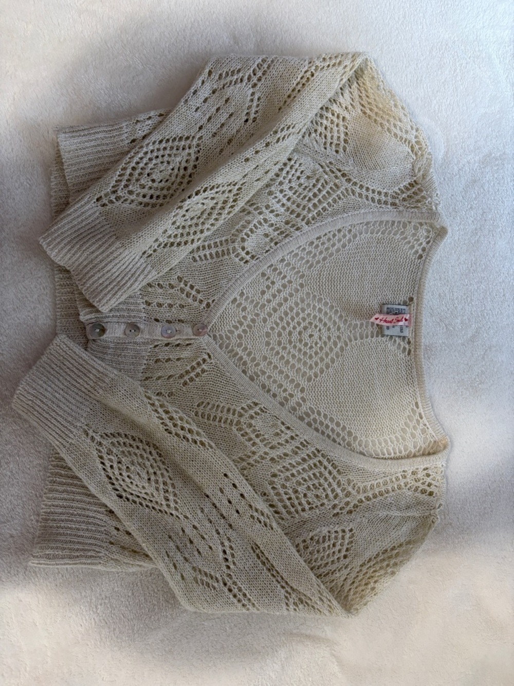 Heart Soul Cream Openwork Knit Sweater